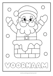 Kleurplaat aanpassen Sneeuw Kerstman Open haard Eenvoudige kleurplaten