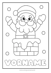 Malvorlage anpassen Schnee Weihnachtsmann Kamin Einfache Ausmalbilder