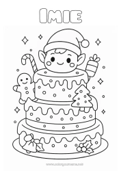 Kolorowanka za darmo Ciasto Świąteczne skrzaty Kolorowanki dla skrzatów Głowa Tort urodzinowy