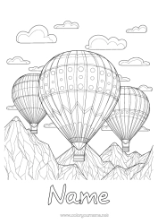 Colouring to customise Vehicles Hot Air Balloon Complex Colouring Pages Aerial Vehicles