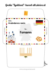 Färgläggningssida att anpassa Kuvert Utskriftskuvert Julälvens resa Tyskland Kuvert för tomtens post