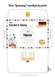 Free coloring Envelope Envelope to print Christmas Elf Trip Germany Envelope for the Christmas Elf's Mail