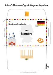 Colorear para personalizar Sobre Sobre para imprimir Viaje del duende navideño Alemania Sobre para el correo del duende de Navidad