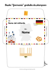 Colorare per personalizzare Busta Busta da stampare Viaggio dell'elfo di Natale Germania Busta per la corrispondenza dell'elfo di Natale
