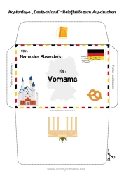 Malvorlage anpassen Umschlag Bedruckbare Umschläge Reise des Weihnachtselfen Deutschland Umschlag für den Weihnachtswichtelbrief