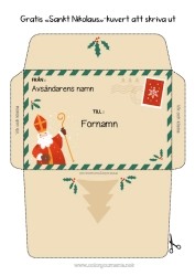 Färgläggningssida att anpassa Kuvert Utskriftskuvert Sankta Nikolaus Julkuvert
