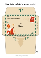 Colouring to customise Christmas Envelope Print Envelope Saint Nicholas Christmas Envelope