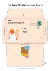 Colouring to customise Christmas Envelope Print Envelope Saint Nicholas Christmas Envelope