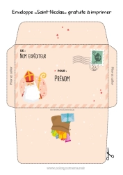Coloriage à personnaliser Enveloppe Enveloppe à imprimer Saint Nicolas Enveloppe de Noël