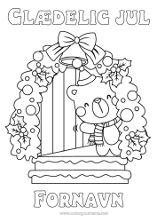 Farvelægningssiden tilpasning Bjørn Jul Julepynt Klokke Ilex Bjørneunge Skovens dyr Sjal Julehue