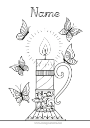 Free colouring Candle Butterfly Zentangle Insects