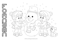 Gratis färgläggning Snö Vinter Snögubbe Barn