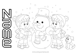 Colouring to customise Snow Winter Snowman Child