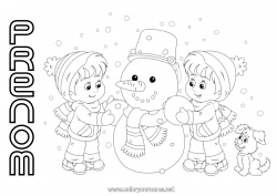 Dessin gratuit Neige Hiver Bonhomme de neige Enfant