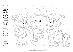 Kostenlose Zeichnung Schnee Winter Schneemann Kind