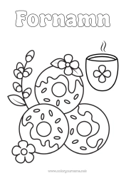 Gratis färgläggning Donuts Kafé Dryck