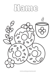 Free coloring Donuts Coffee Drinks