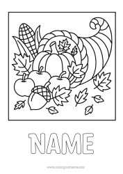 Colouring to customise Pumpkin Thanksgiving Fruit Apple Gland Cornucopia