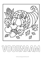 Kleurplaat aanpassen Pompoen Dankzegging Fruit Appel Eikel Hoorn des overvloeds