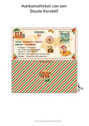 Kleurplaat aanpassen Kerstelf Brieven van ondeugende elfjes Ticket Elf Aankomstbrief Voor één kerstelfje Identiteitsbewijzen van de Grapjas