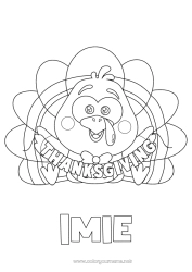 Kolorowanka do personalizacji Święto Dziękczynienia Indyk na Święto Dziękczynienia