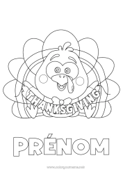 Coloriage à personnaliser Thanksgiving Dinde de Thanksgiving
