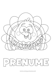 Pagină de colorat personalizată Ziua Recunoștinței Curcan de Ziua Recunoștinței