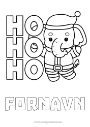 Farvelægningssiden tilpasning Jul Elefant Dyr Nem Farvelægning Afrikanske Vilde Dyr Julehue Ho Ho Ho