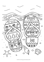 Kolorowanka do personalizacji Święty Mikołaj Boże Narodzenie Morze Muszle Szczypce Zwierzęta morskie lub wodne Choinka Ho Ho Ho