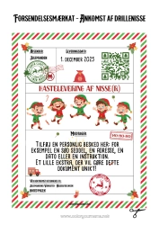 Farvelægningssiden tilpasning Brev Fra Drillesyge Nisser Ankomstbrev Fra Nissen Forsendelsesetiket Nisse