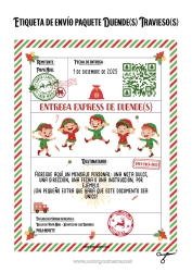 Colorear para personalizar Cartas de elfos bromistas Carta de Llegada del Elfo Etiqueta de envío de duende