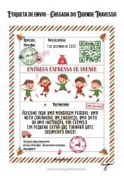 Desenho grátis Cartas de duendes travessos Carta de Chegada do Duende Etiqueta de envio Lutin