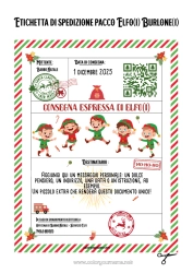 Colorare per personalizzare Lettere di elfi scherzosi Lettera di Arrivo degli Elfi Etichetta di spedizione Lutin