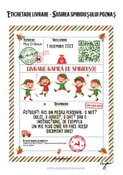 Pagină de colorat personalizată Scrisori De Spiriduși Jucăuși Scrisoare De Sosire A Spiridușului Etichetă De Expediere Elf