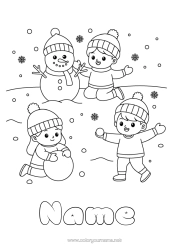 Colouring to customise Snow Winter Snowman Child Winter Hat