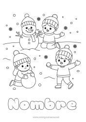 Colorear para personalizar Nieve Invierno Muñeco de nieve Niño Gorro de Invierno