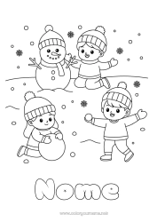 Colorare per personalizzare Neve Inverno Pupazzo di neve Bambino Berretto Invernale