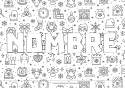 Colorear para personalizar Regalos Papá Noel Navidad Chimenea Animales del bosque Abeto Ciervo Fondo decorativo