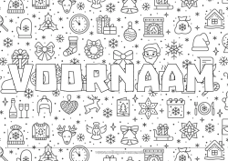 Kleurplaat aanpassen Cadeaus Kerstman Kerstmis Open haard Bosdieren Kerstboom Hert Decoratieve achtergrond