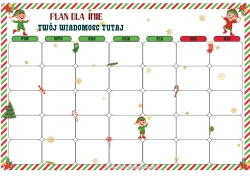 Kolorowanka do personalizacji Świąteczne Skrzaty Misja Świątecznego Skrzata Kalendarz Adwentowy Kalendarze I Planery Psoty Figlarza