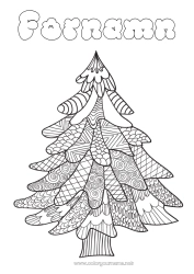 Färgläggningssida att anpassa Vinter Julgran Träd Zentangle Gran