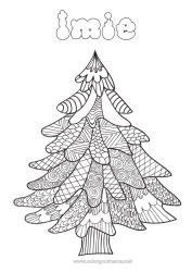 Kolorowanka za darmo Zima Choinka bożonarodzeniowa Drzewo Zentangle Choinka