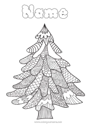 Colouring to customise Winter Christmas Tree Tree Zentangle Fir Tree