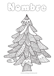 Colorear gratis Invierno árbol de Navidad Árbol Zentangle Abeto