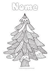 Desenho para personalizar Inverno Árvore de Natal Árvore Zentangle Árvore de Natal