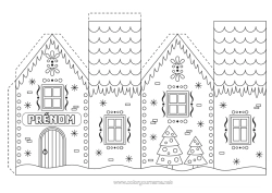 Coloriage gratuit Pain d'épices Activités enfants Maison Sapin Découpage pour enfants Jouet en papier