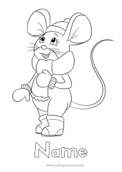 Free colouring Winter Mouse Little Mouse Animal Forest animals