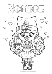 Colorear para personalizar Chica Taza Bebidas Golosinas Gorro De Invierno Galleta