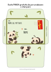 Colorare per personalizzare Animale Panda Busta Cina Altri animali del mondo Busta da stampare Viaggio dell'elfo di Natale Busta per la corrispondenza dell'elfo di Natale