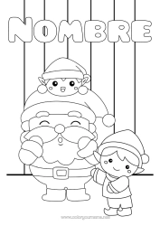 Colorear para personalizar Papá Noel Elfos de navidad